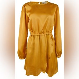 MICHAEL MICHAEL KORS Womens Gold Back Skirt Long Sleeve Mini Dress XS